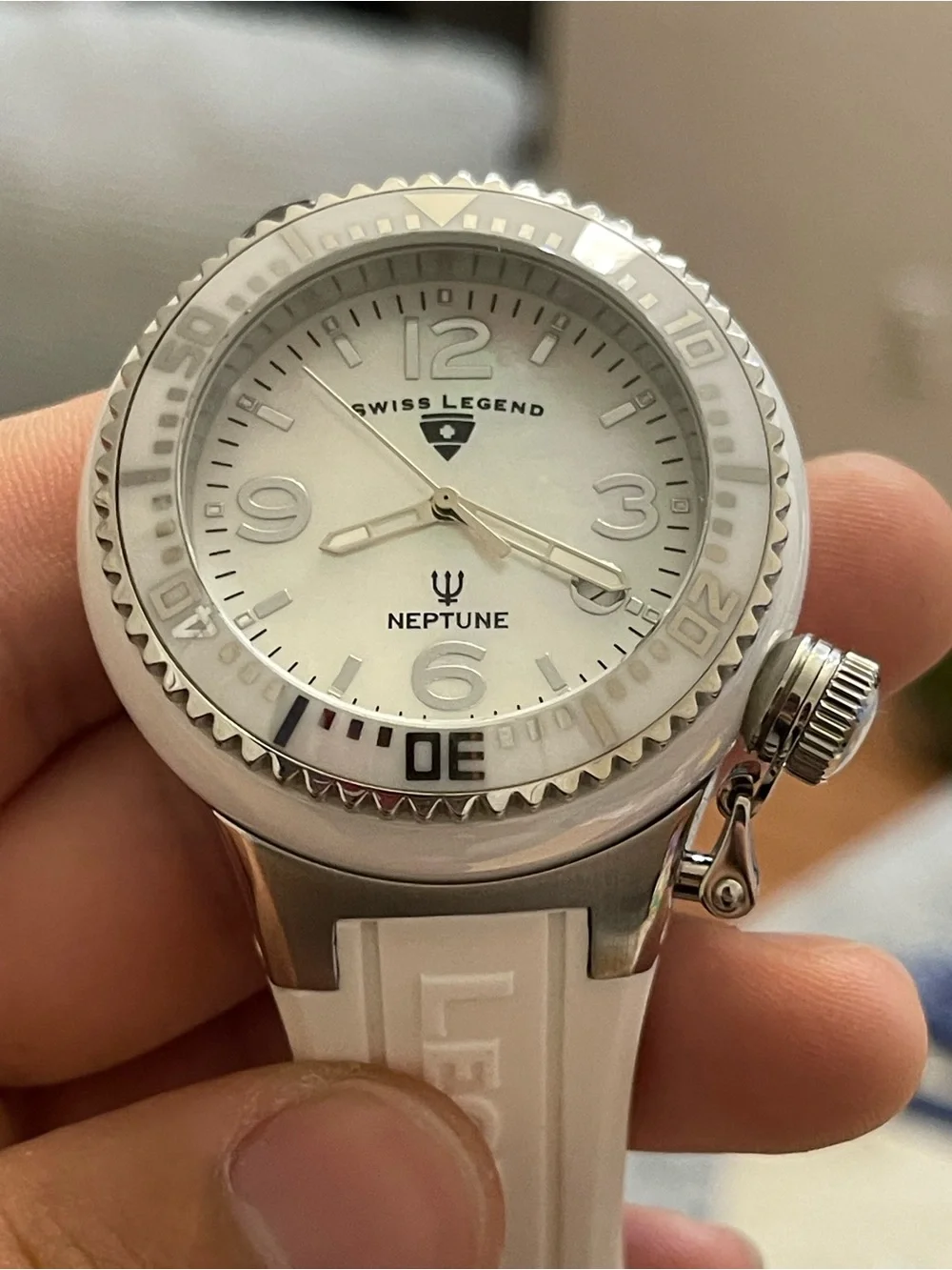 Swiss Legend Neptune Ceramic 44mm Men's Watch White MOP Dial Swiss Movt 10ATM